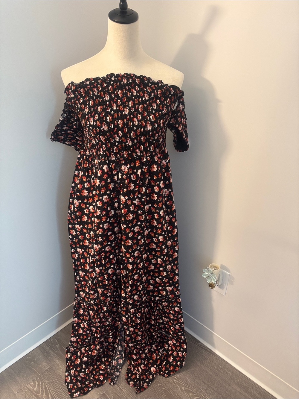 Xhilaration Floral Black smock dress